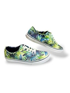 Vans Camden Women’s Tropical Palm Leaf Print Canvas‎ Sneakers Green Blue Size 10